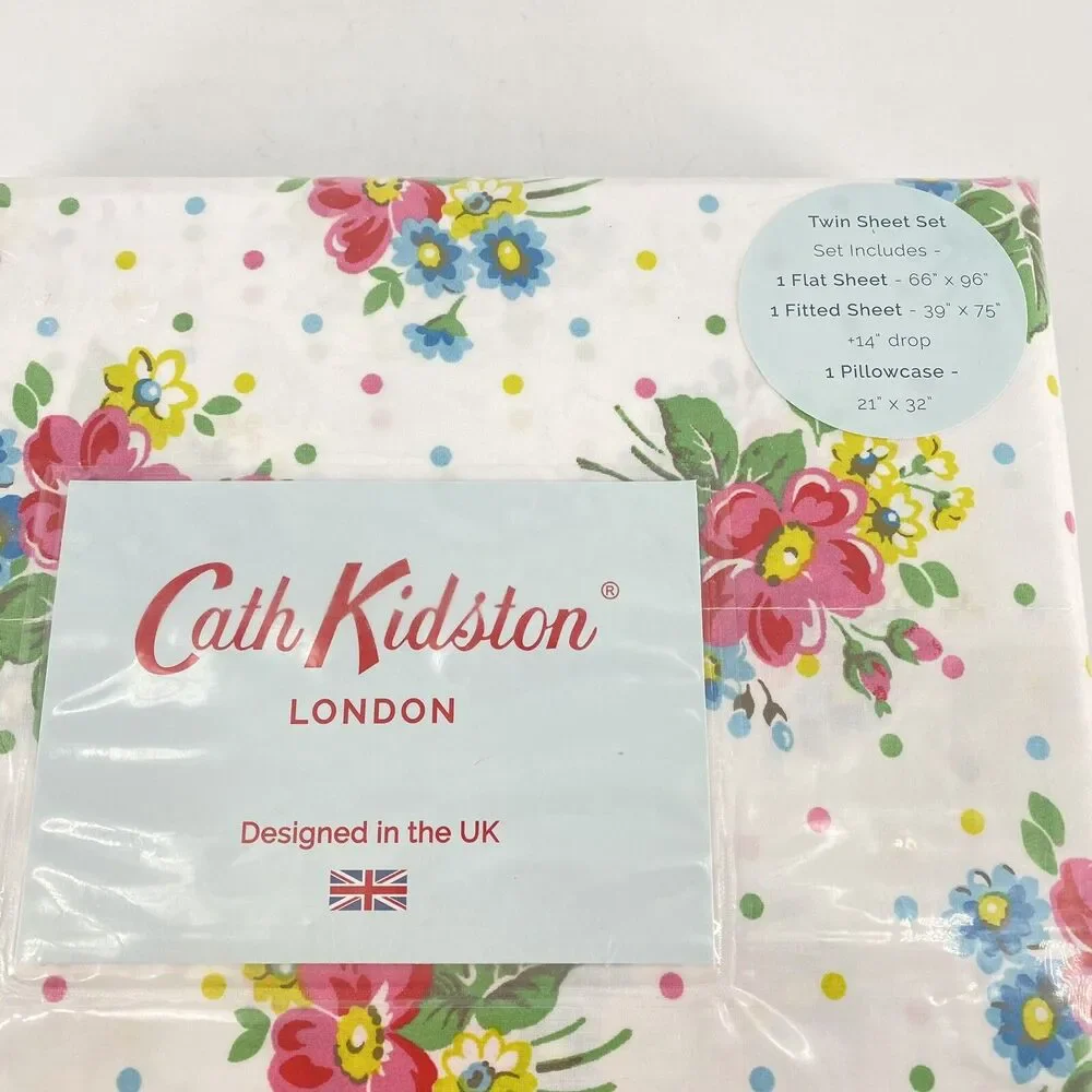 NEW Cath Kidston BUNCHES Pink Twin 3Pc Sheet Set 100% Cotton Floral NWT